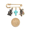 Halloween Castle & Crow Alloy Enamel Charm Safety Pin with Synthetic Turquoise Cross JEWB-BR00069-04-4