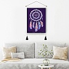 Polyester Woven Net/Web with Feather Pattern Wall Hanging Tapestry AJEW-M216-01B-1