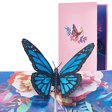 Rectangle 3D Butterfly Pop Up Paper Greeting Card AJEW-WH0289-22