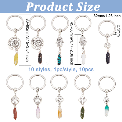 Bullet Natural & Synthetic Gemstone Pendant Keychain KEYC-AB00011-1