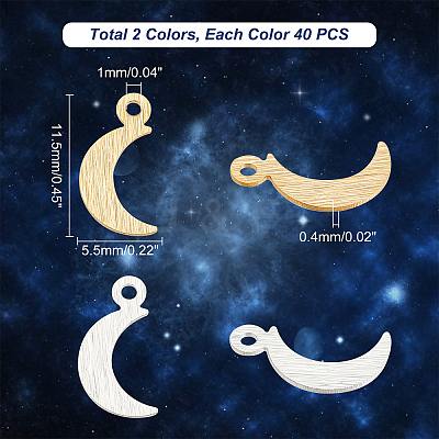 80Pcs 2 Colors Brass Charms KK-FH0003-73-1