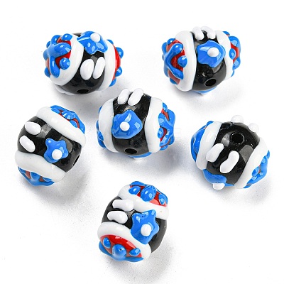 Hand Painted Acrylic with Enamel Beads MACR-K354-10-1