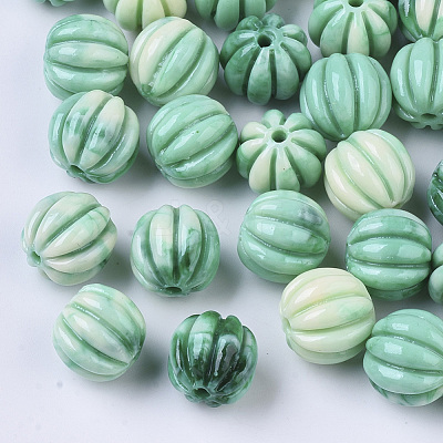 Synthetic Coral Corrugated Melon Beads CORA-R017-27-B02-1