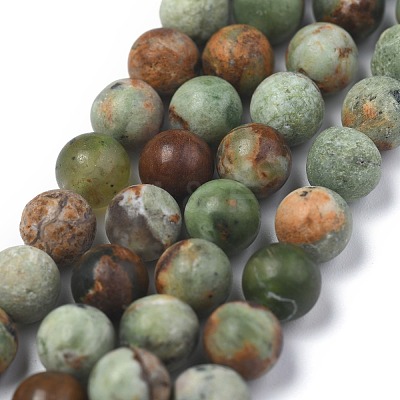 Natural Green Opal Beads Strands G-K209-04B-6mm-A-1