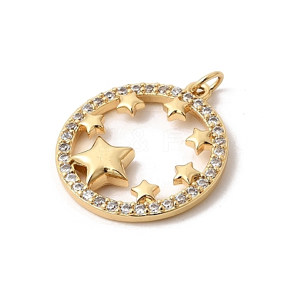 Brass Micro Pave Clear Cubic Zirconia Pendants KK-K419-06G-1