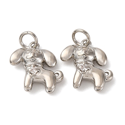 Brass Micro Pave Cubic Zirconia Charms KK-P308-57P-1