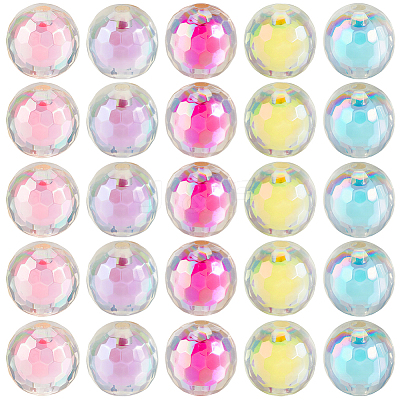 125Pcs 5 Colors Transparent Acrylic Beads TACR-PA0001-25-1