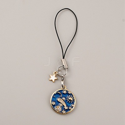 Cute Cartoon Star/Moon Alloy Enamel Mobile Straps Lanyards HJEW-WH0068-07F-1