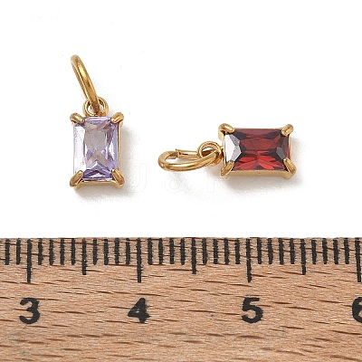 304 Stainless Steel Pave Cubic Zirconia Charms CU-CBABCF3-01G-1