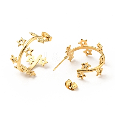 Star Wrap Stud Earrings EJEW-G293-01G-1
