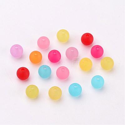 8mm Mixed Transparent Round Frosted Acrylic Ball Bead X-FACR-R021-8mm-M-1