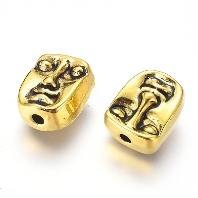 Tibetan Style Alloy Human Face Beads X-TIBEP-GC184-AG-RS-1