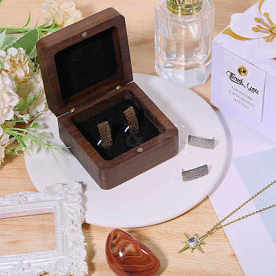 Wooden Jewelry Cufflinks Storage Magnetic Gift Case CON-WH0095-78B-1