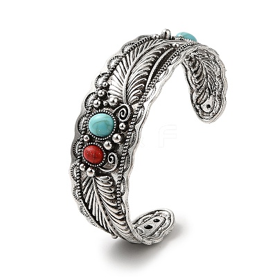 Tibetan Style Alloy Cuff Bangles BJEW-Q769-02AS-1