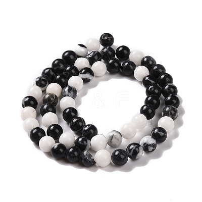 Round Natural Zebra Jasper Beads Strands G-R253-6mm-1