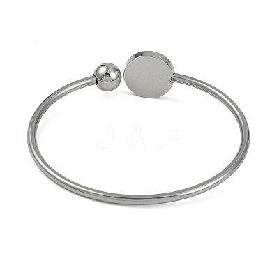 304 Stainless Steel Blank Bangle Bases with Flat Round Tray STAS-Z088-01P-05-1