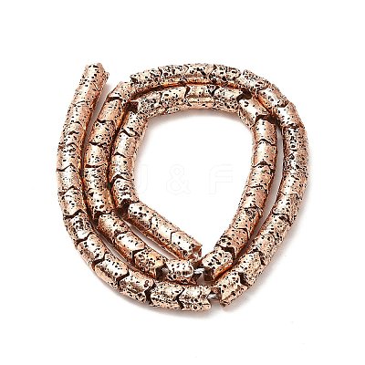Electroplated Natural Lava Rock Beads Strands G-G984-03R-1