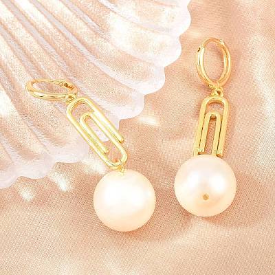 Paperclip with Round Brass Hoop Earrings EJEW-Z164-12G-1