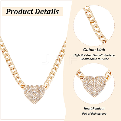 2Pcs 2 Colors Crystal Rhinestone Heart Pendant Necklaces Set with Alloy Curb Chains NJEW-AN0001-88-1