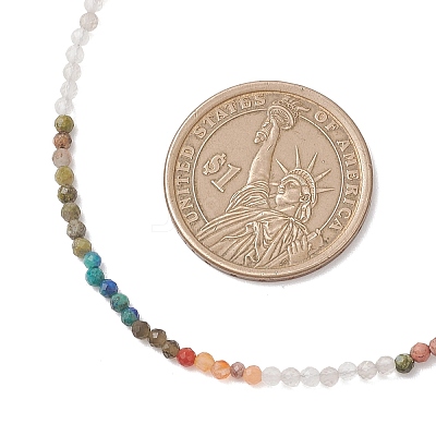 2MM Natural & Synthetic Mixed Gemstone Gradient Color Faceted Round Beaded Necklaces for Women NJEW-JN05865-04-1