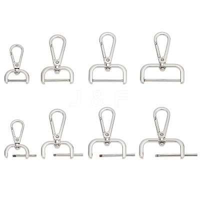 8Pcs 4 Styles Zinc Alloy Swivel Lobster Claw Clasps FIND-PH0008-63P-1