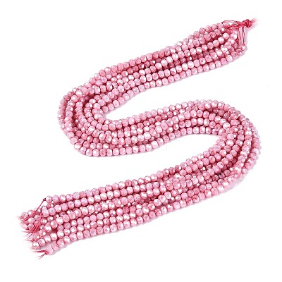 Anti-Tarnish Electroplate Glass Beads Strands LS-EGLA-ZX010-4mm-03-1