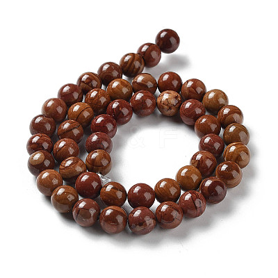 Natural Wood Lace Stone Wooden Jasper Beads Strands G-P516-A02-01-1