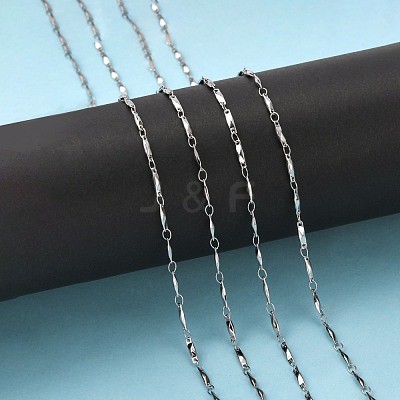 Tarnish Resistant 3.28 Feet 304 Stainless Steel Bar Link Chains X-CHS-K001-76-1