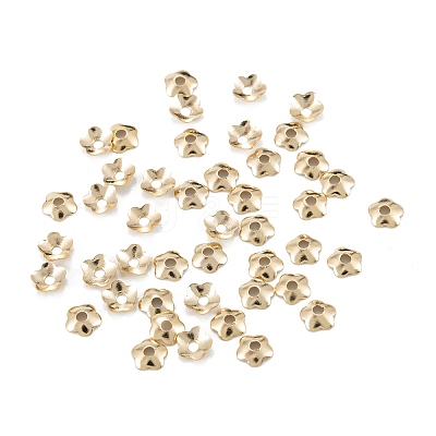 5-Petal Brass Bead Cap X-KK-D063-13G-1