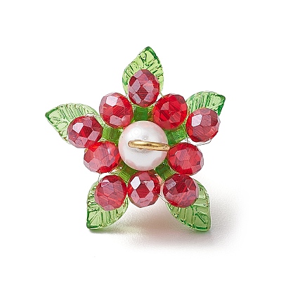 Glass with Round Shell Pearl and Acrylic Charms Pendants PALLOY-MZ00647-01-1