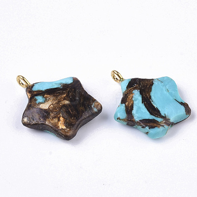 Assembled Synthetic Turquoise and Bronzite Pendants G-S366-002I-1