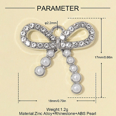 Zinc Alloy with Crystal Rhinestone & ABS Plastic Imitation Pearl Pendants RB-OY001-93P-1