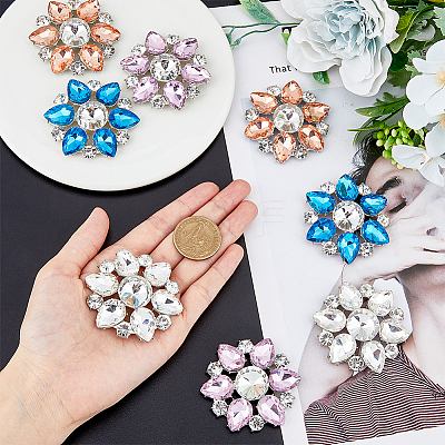 8Pcs 4 Colors Zinc Alloy Crystal Rhinestone Shoe Decorations FIND-HY0002-29-1