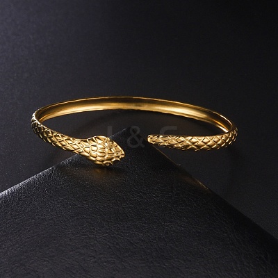 304 Stainless Steel Snake Cuff Bangle LS-BJEW-F456-01G-1