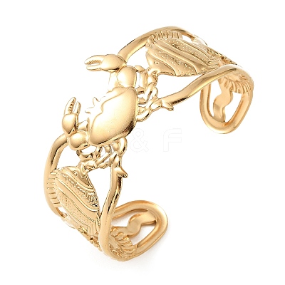 Ocean Theme 304 Stainless Steel Cuff Bangles for Women BJEW-Z171-01G-01-1