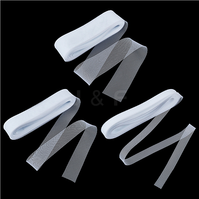 3 Rolls 3 Styles Elastic Polyester Deco Mesh Ribbons DIY-NB0013-55B-1