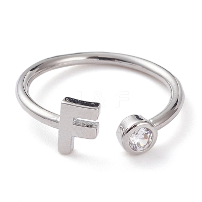 Brass Micro Pave Clear Cubic Zirconia Cuff Rings RJEW-Z005-F-P-1