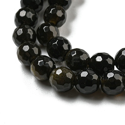 Natural Golden Sheen Obsidian Beads Strands G-E571-A01-01-1