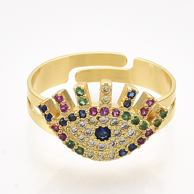 Adjustable Brass Micro Pave Cubic Zirconia Finger Rings RJEW-S044-026-1