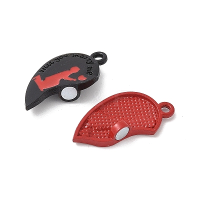 Spray Painted Alloy Red and Black Enamel Split Pendants PALLOY-V006-07-1