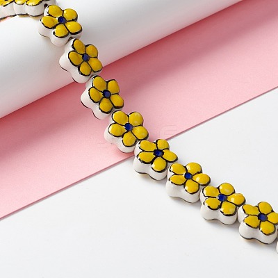 Handmade Porcelain Flower Beads Strands PORC-F003-01C-1