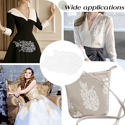 Flower Beading Lace Appliques DIY-WH0304-958-1