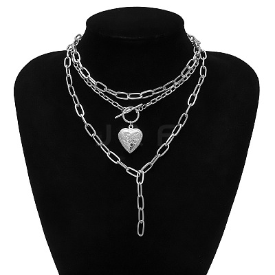 Alloy Heart Pendant 3 Layer Necklaces for Women FS-WGAC560-09-1