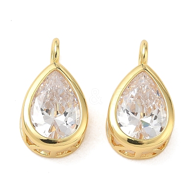 Brass Pave Clear Cubic Zirconia Pendants CU-CBA42CA-04D-G-1