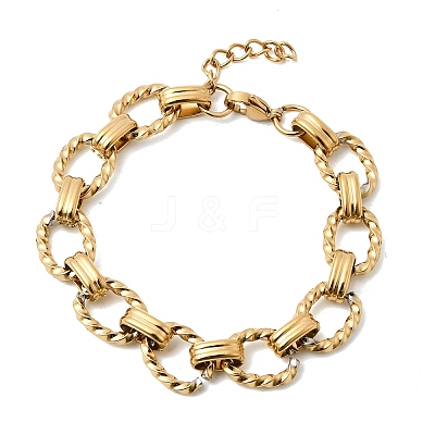 304 Stainless Steel Link Chain Bracelets for Women Men BJEW-L720-02G-1