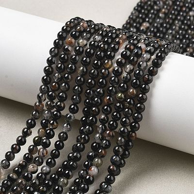 Natural Black Tourmaline Beads Strands X-G-Q031-A01-4mm-1