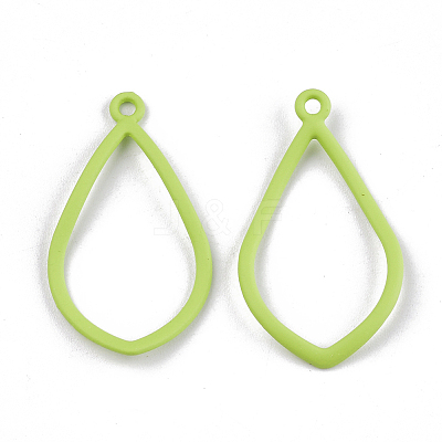 Spray Painted Alloy Open Back Bezel Pendants PALLOY-S131-03C-1