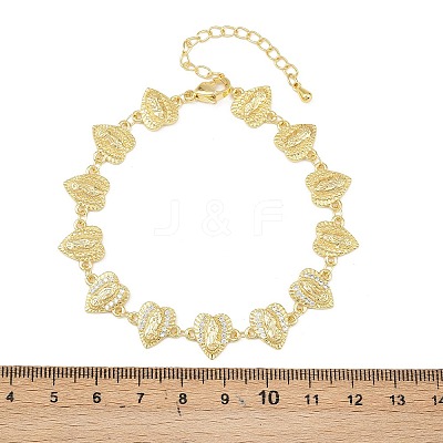 Virgin Mary Theme Brass Micro Pave Clear Cubic Zirconia Link Chain Bracelets for Women BJEW-A090-08C-G-1
