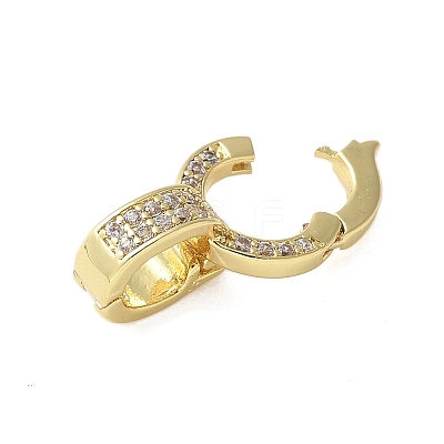 Brass Micro Pave Clear Cubic Zirconia Fold Over Clasps KK-P290-15G-1