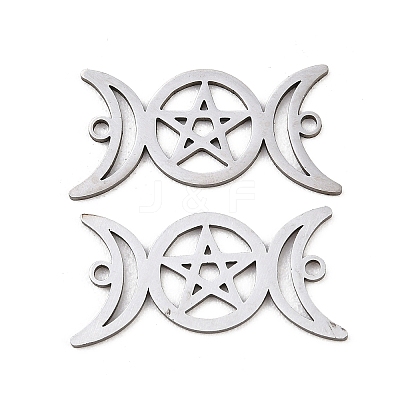 201 Stainless Steel Hollow Triple Moon Links Connector Charms STAS-I364-10P-1